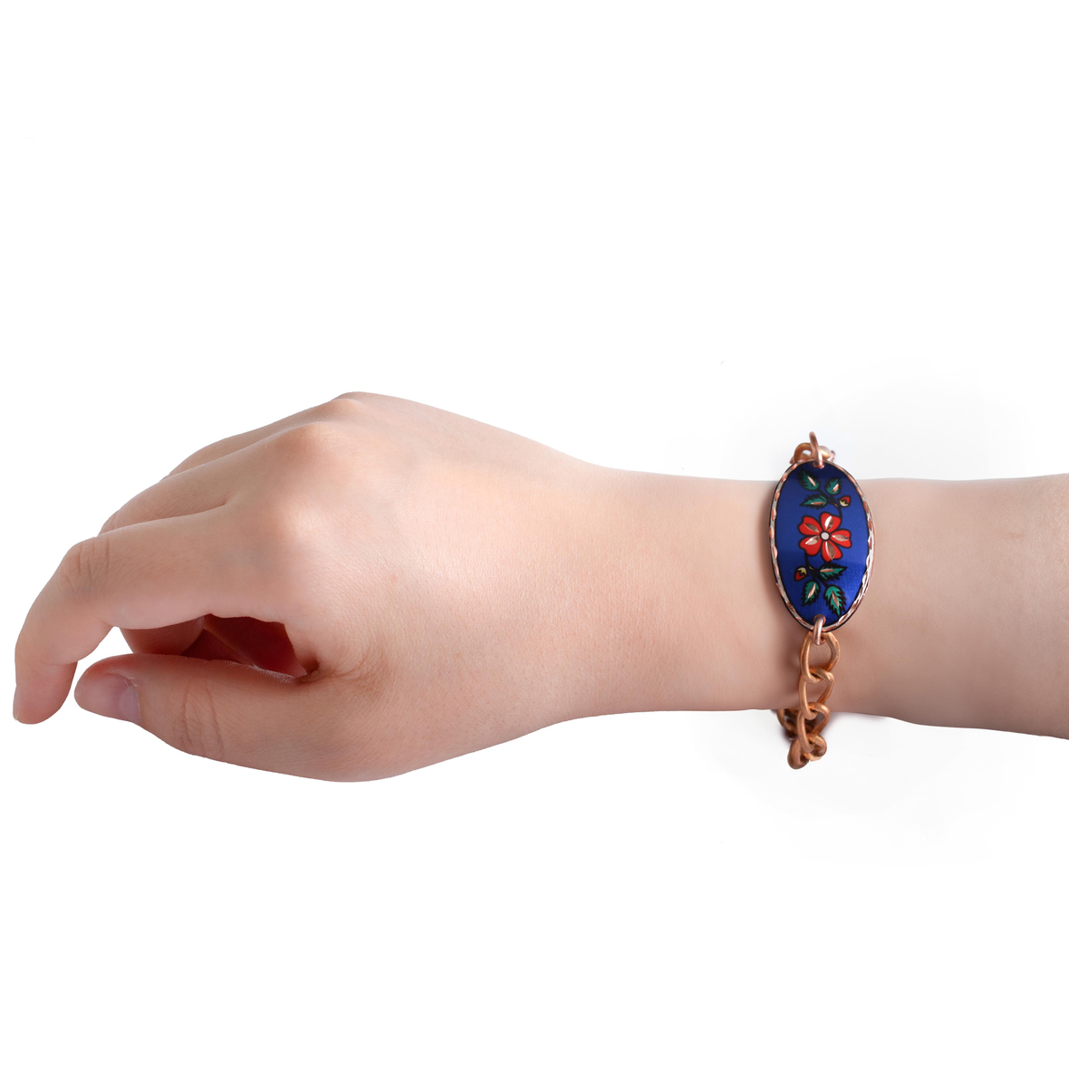 Bakır Künye Mavi Bileklik