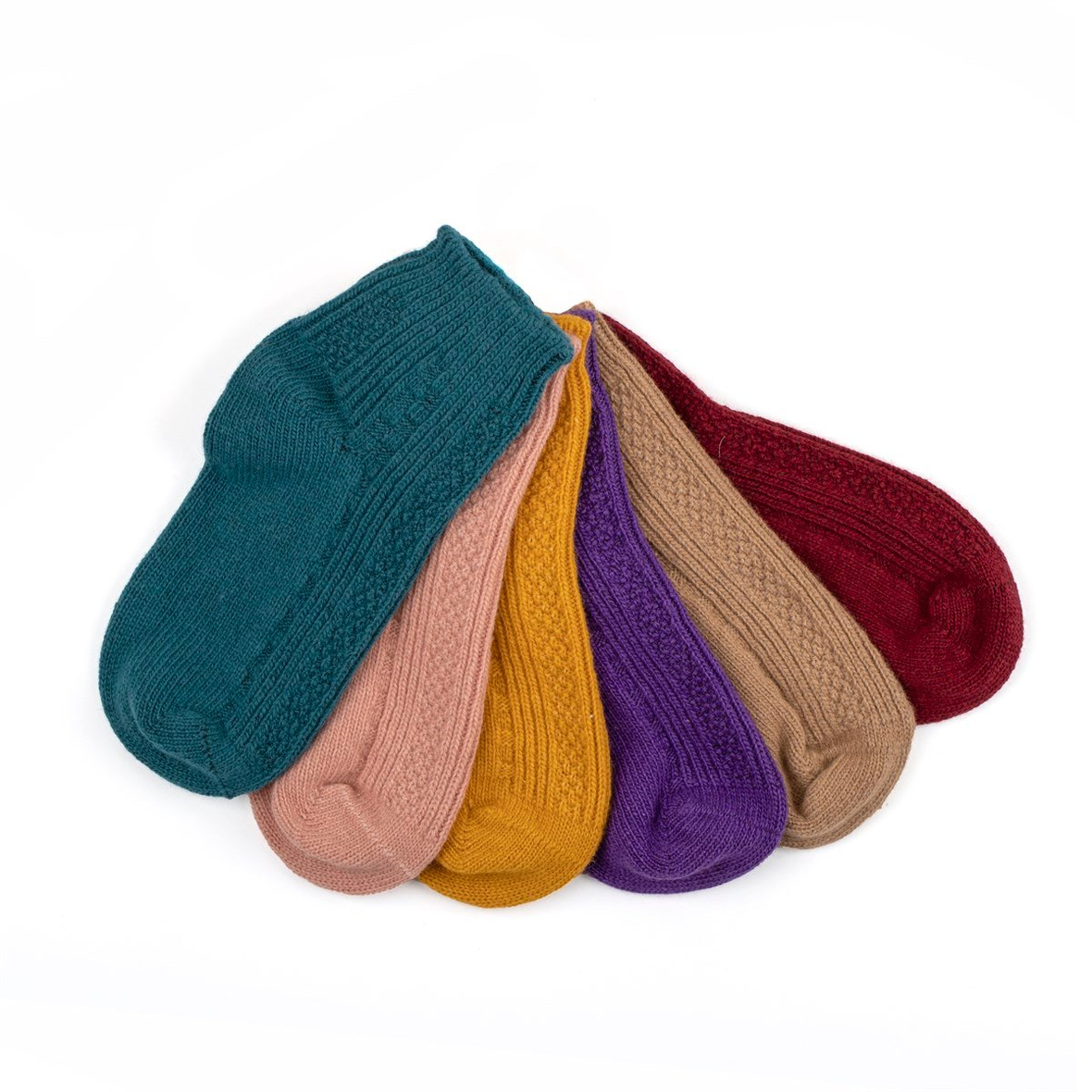 Dikişsiz Kısa (Soket) Yün Çorap 6' lı (Renkli)