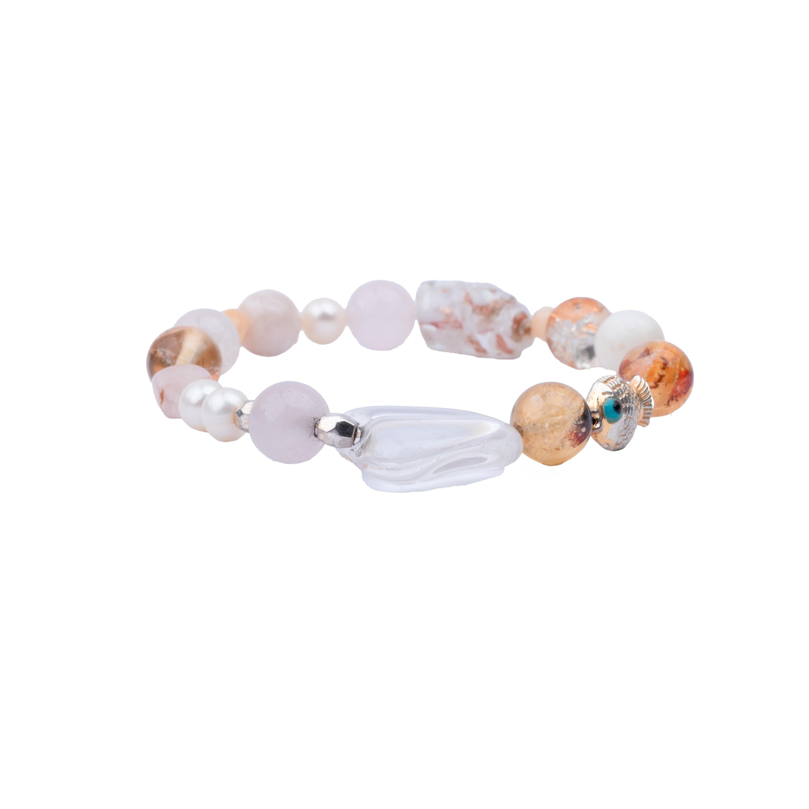 Enerji Dengesi (İnci, Pembe Kuvars, Sitrin, Ay Taşı, Kalsit) Özel Dizim Doğal Taş Bileklik
