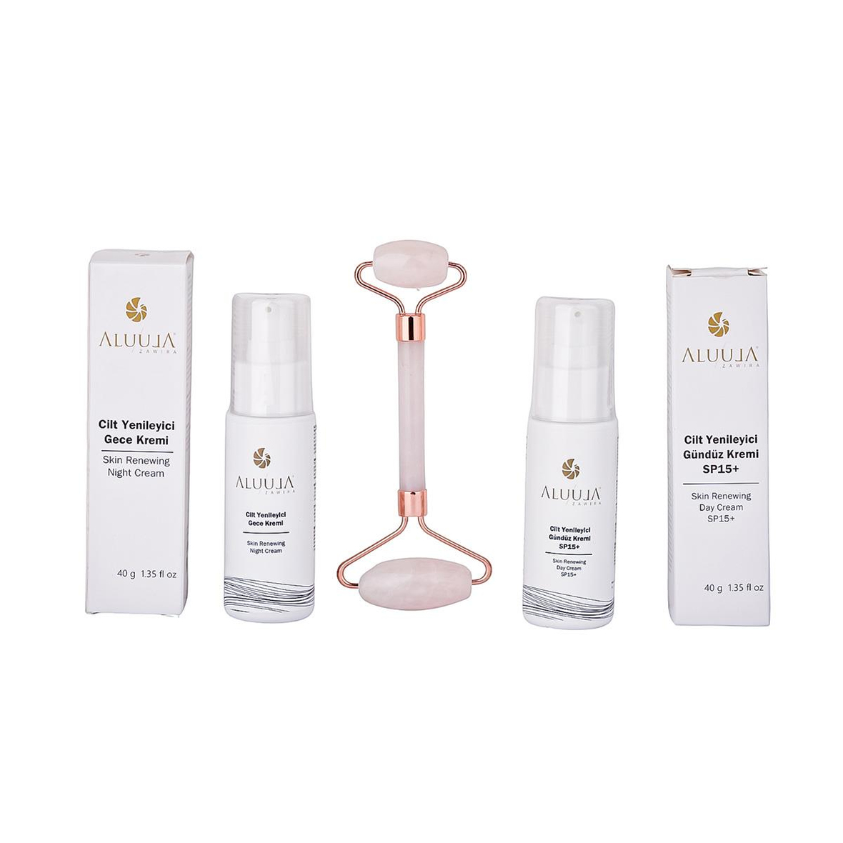 Geceden Gündüze Bakım Mucizesi: Gece Kremi + Gündüz Kremi | Jade Roller Hediye