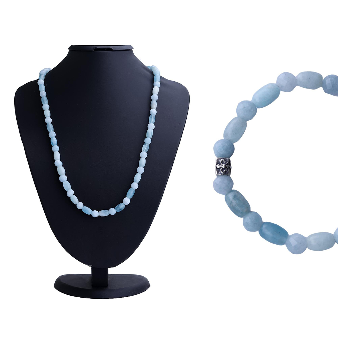 Gümüş Ara Taşlı Aquamarin Seti