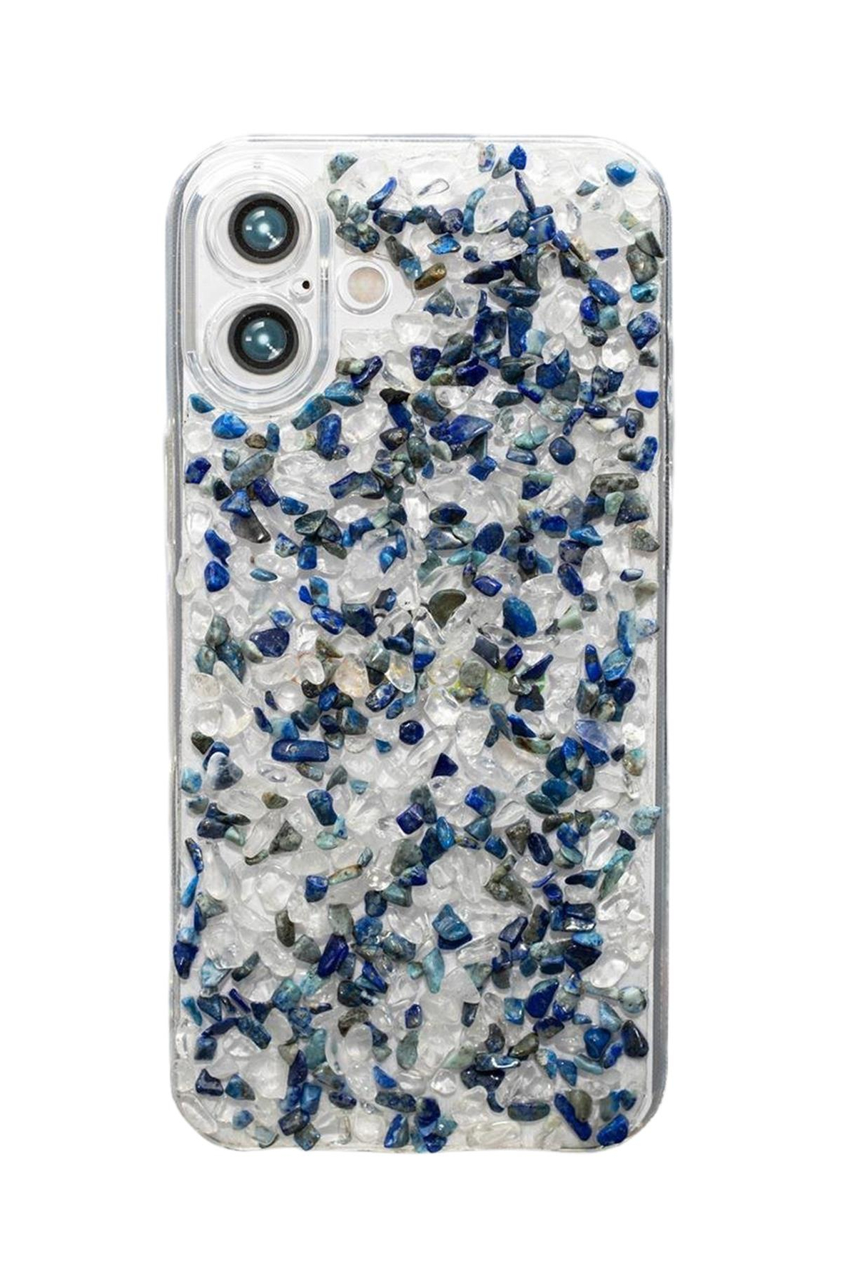 iPhone 16 Lapis Lazulli-Kristal Kuvars Telefon Kılıfı
