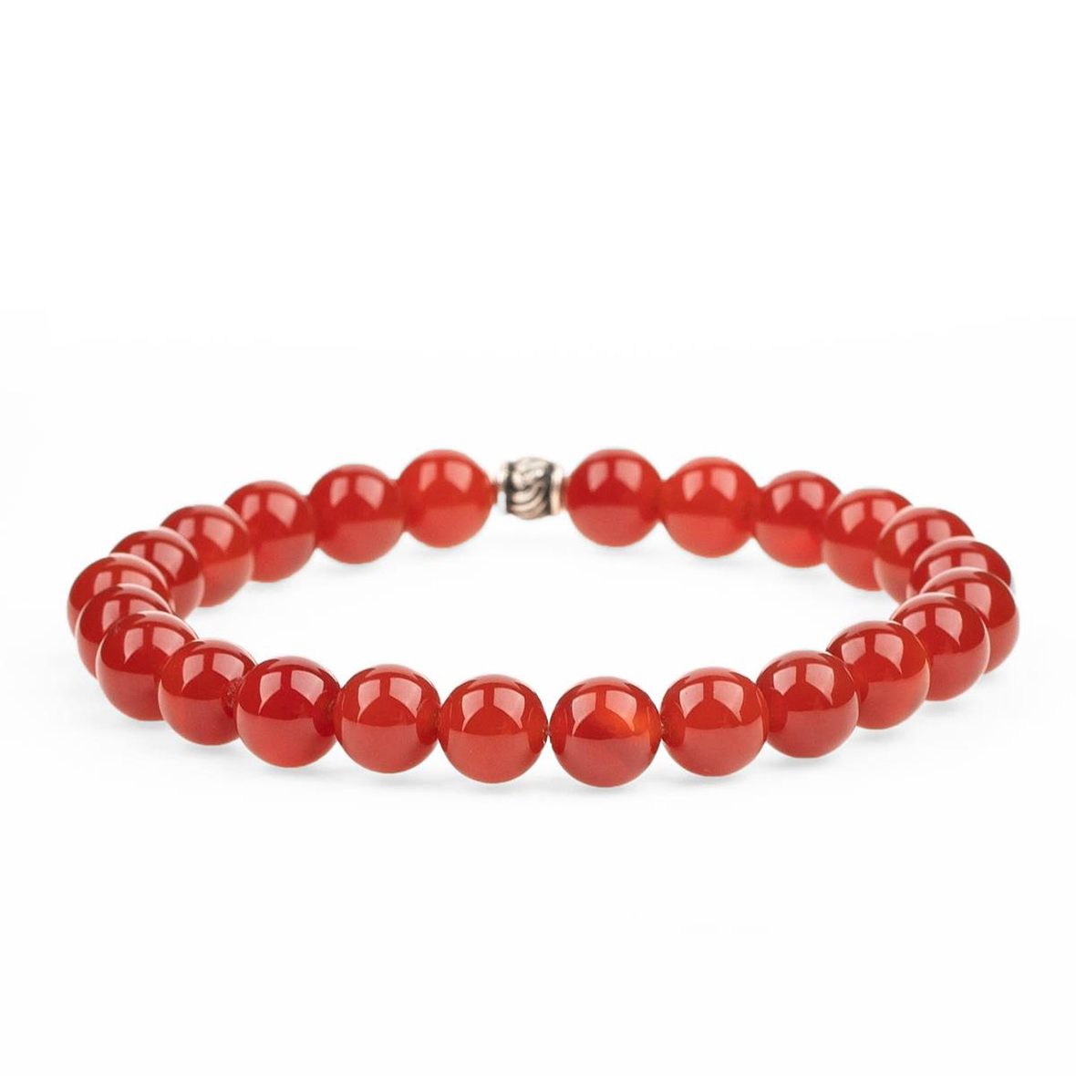 Kızıl Akik Doğal Taş Bileklik 8mm Küre Kesim