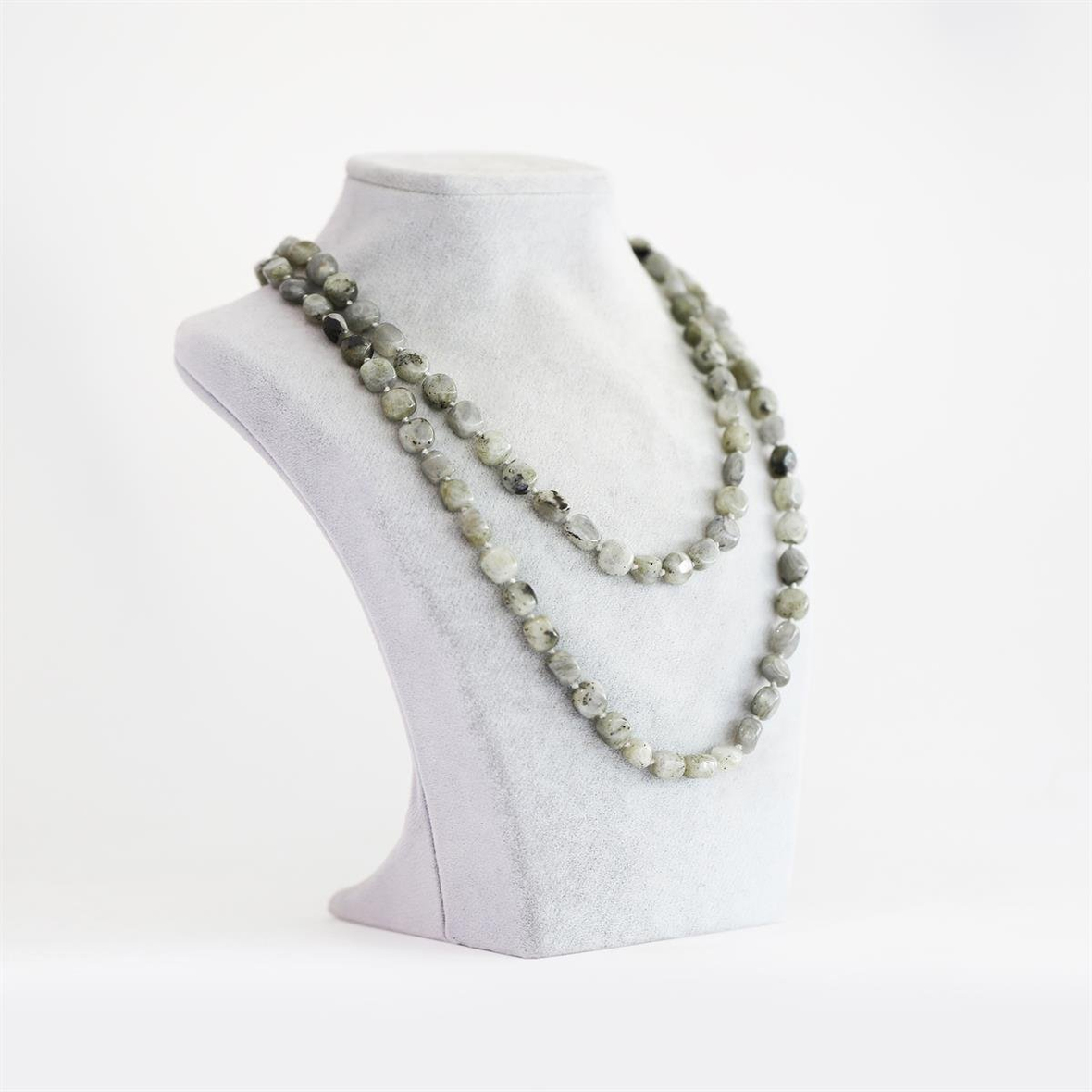 Labradorit Doğal Taş Düğümlü Tımbıl Kolye