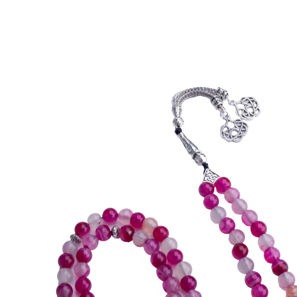 Pembe Akik Doğal Taş Yüzlük Tesbih