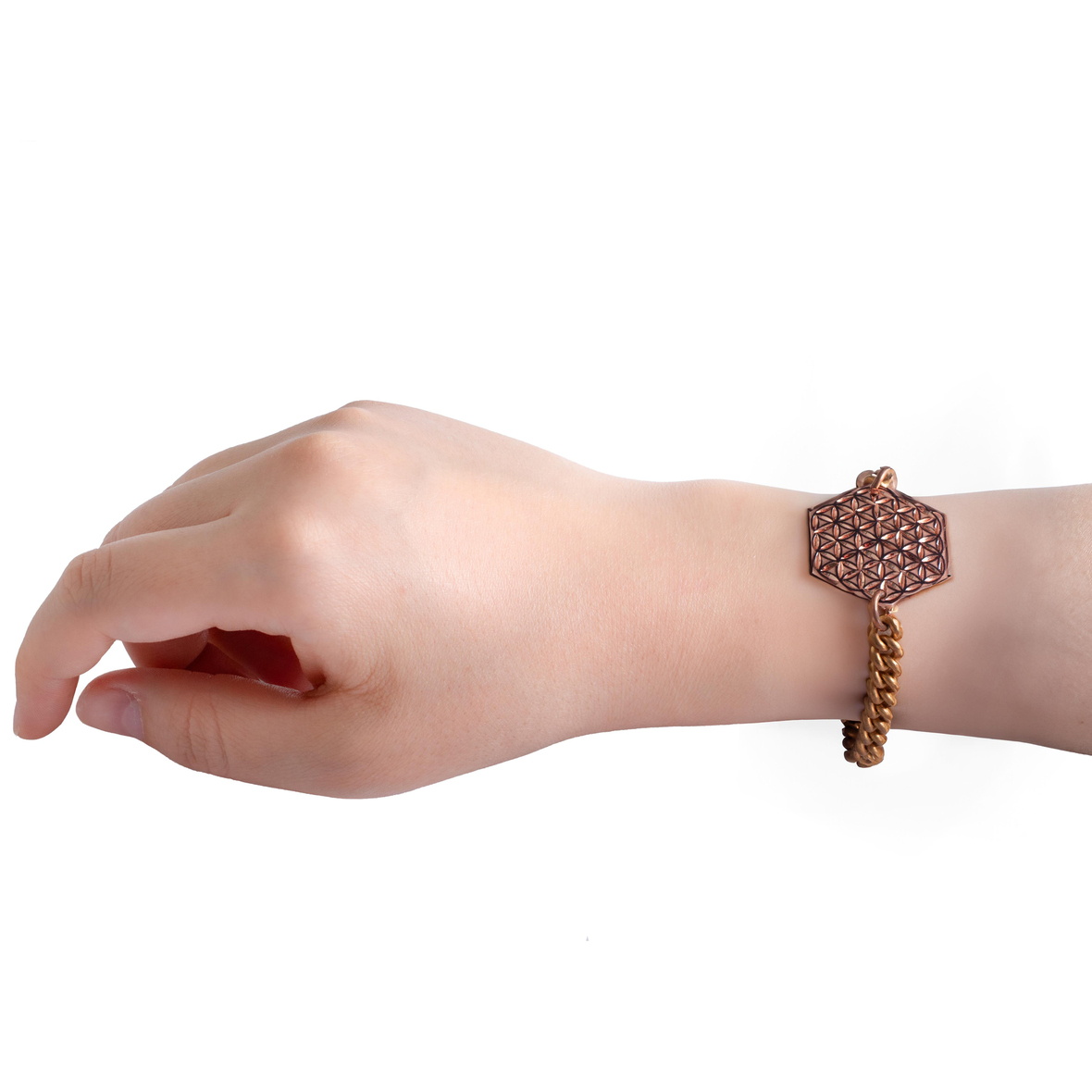 Yaşam Çiçeği Bakır Bileklik ( Altıgen )