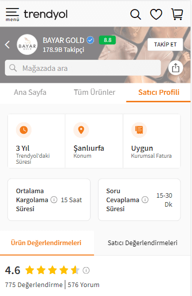 Bayar Gold Trendyol
