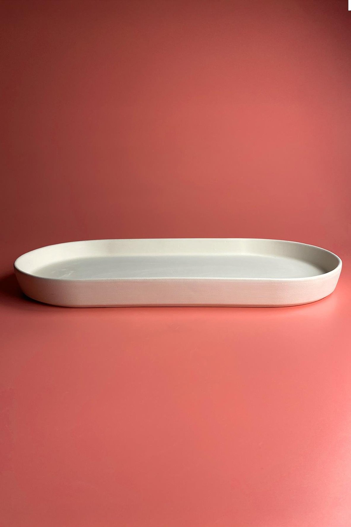 Dik Kenarlı Oval Tabak - Seramik Bisküvi