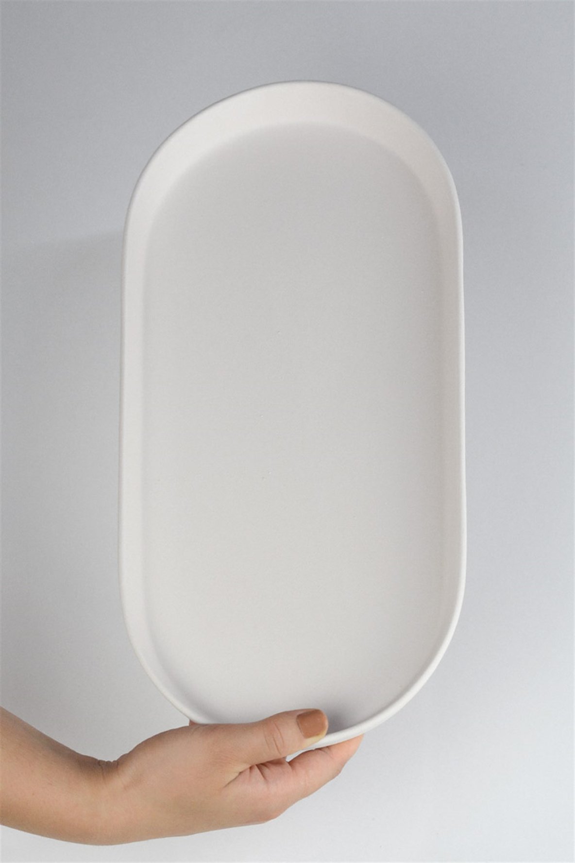 Dik Kenarlı Oval Tabak | Seramik Bisküvi