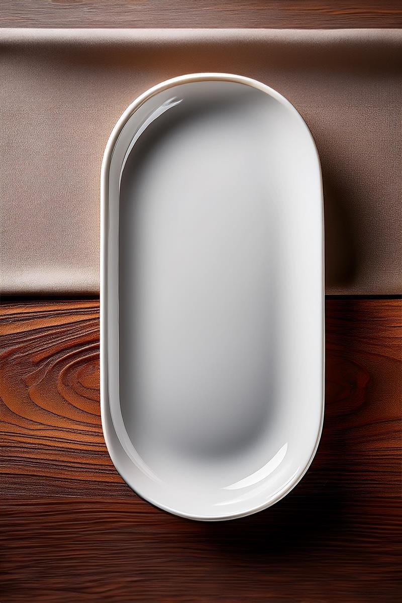 Dik Kenarlı Oval Tabak - Seramik Bisküvi