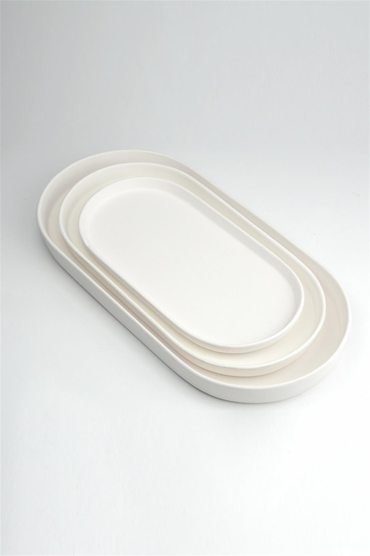 Dik Kenarlı Oval Tabak | Seramik Bisküvi