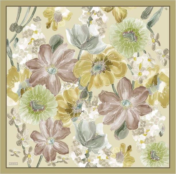 Armine Desenli Saf İpek Twill Eşarp 9318--33
