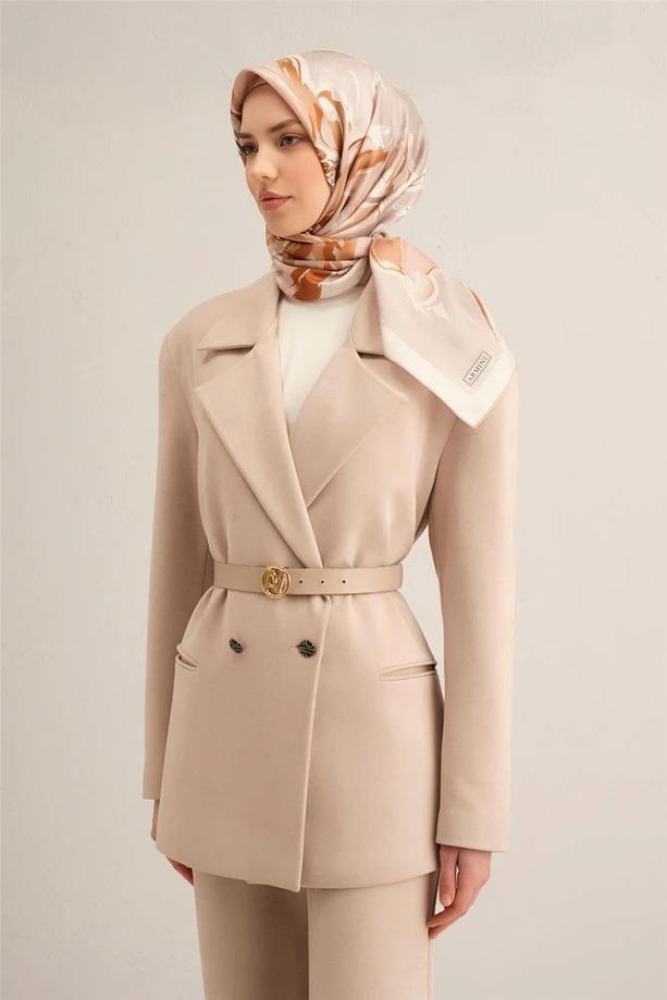 Armine Desenli Saf İpek Twill Eşarp 9318--33