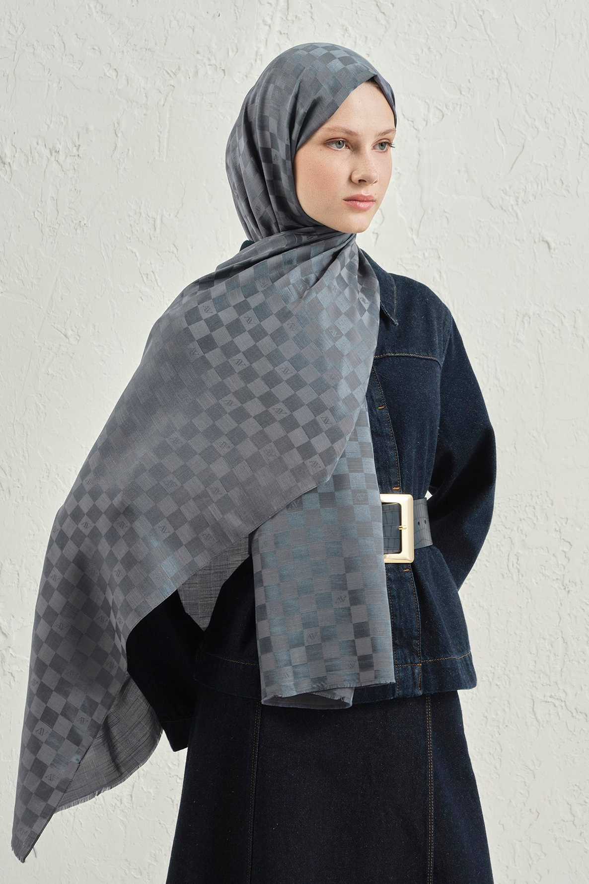 Armine Elegance İpek Pamuk Dama Şal 19