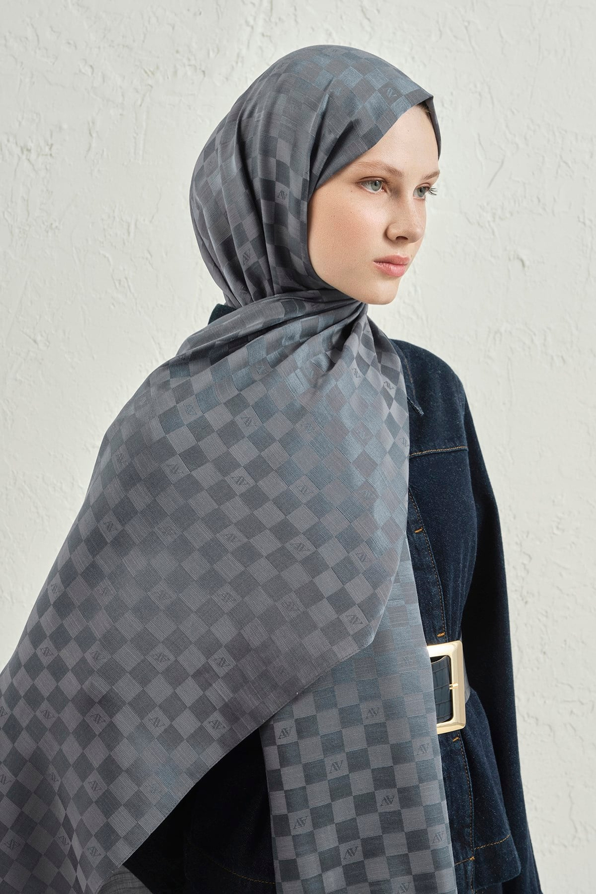 Armine Elegance İpek Pamuk Dama Şal 19