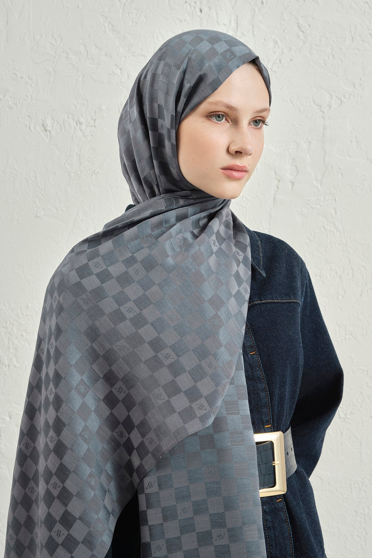 Armine Elegance İpek Pamuk Dama Şal 19