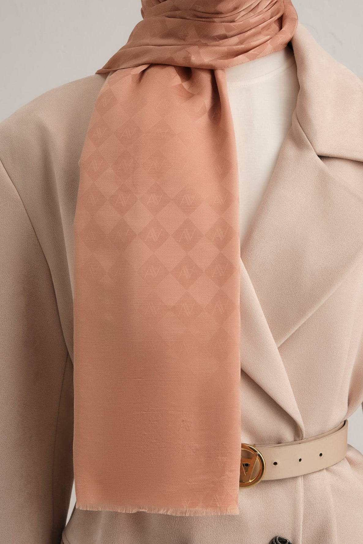 Armine Elegance İpek Pamuk Kare Monogram Şal 10694