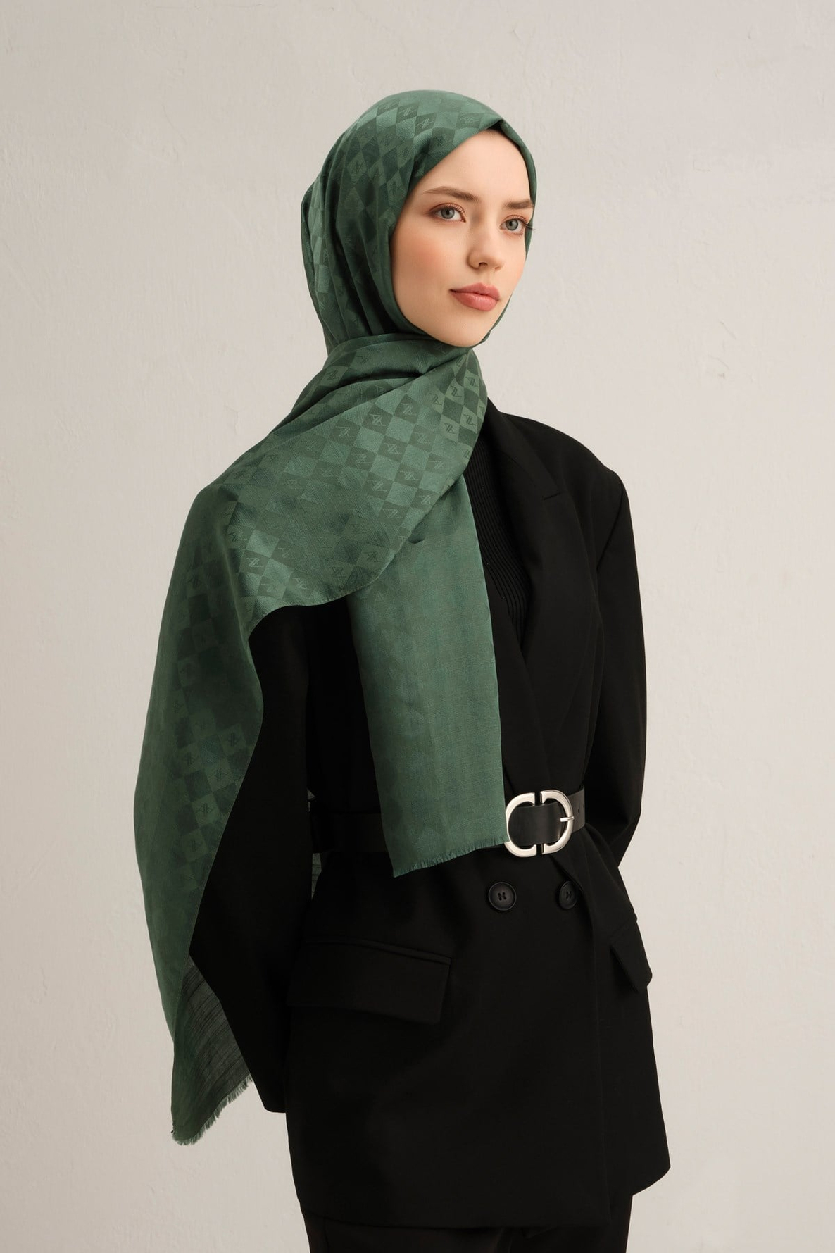 Armine Elegance İpek Pamuk Kare Monogram Şal 10703