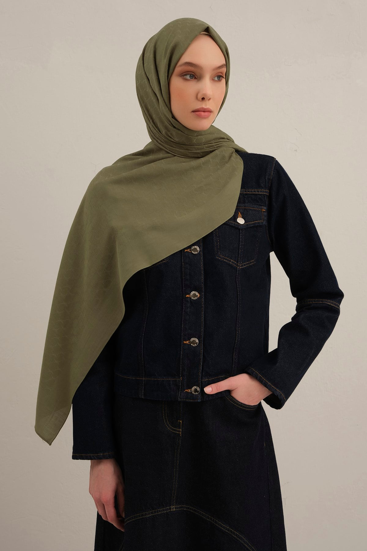 Armine Link Desen Bambu Cotton Şal 49