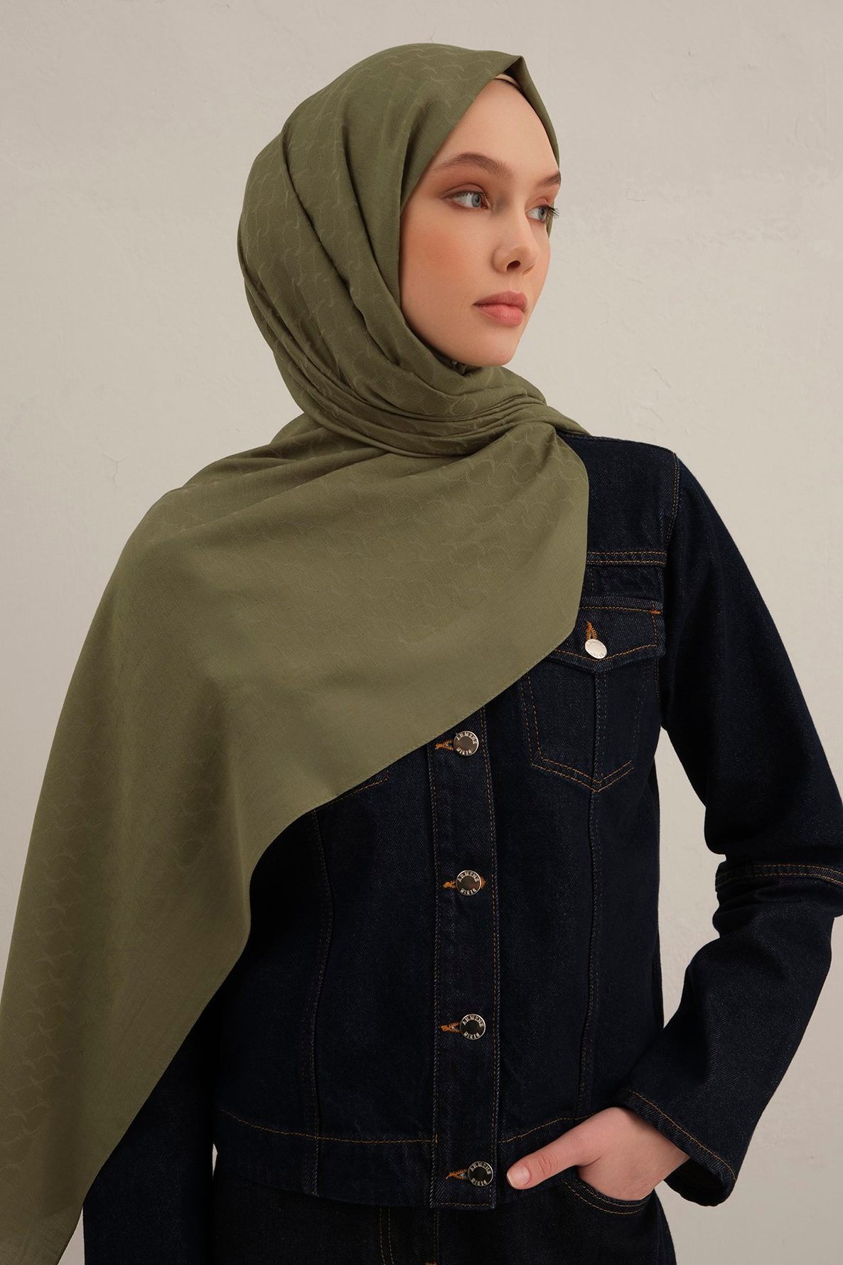 Armine Link Desen Bambu Cotton Şal 49