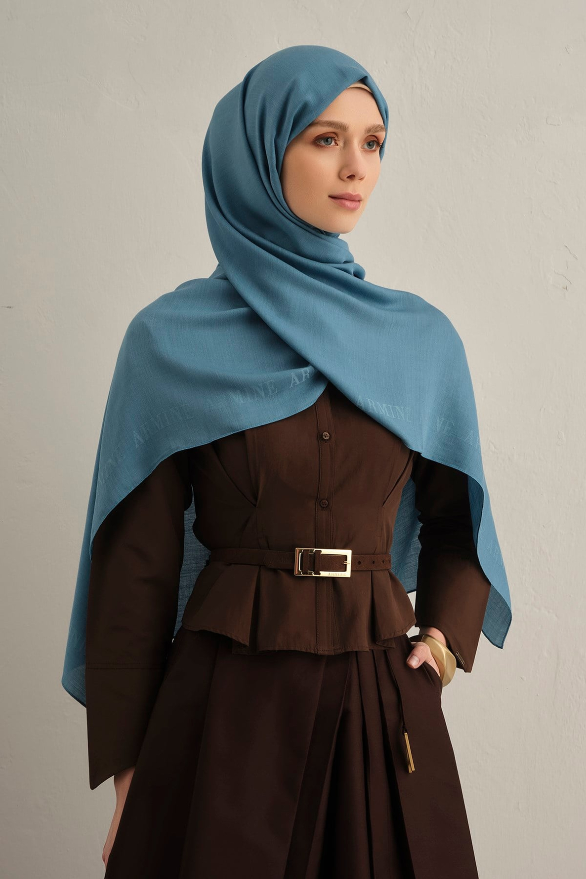 Armine Logo Bordürlü Pamuk İpek Şal 27