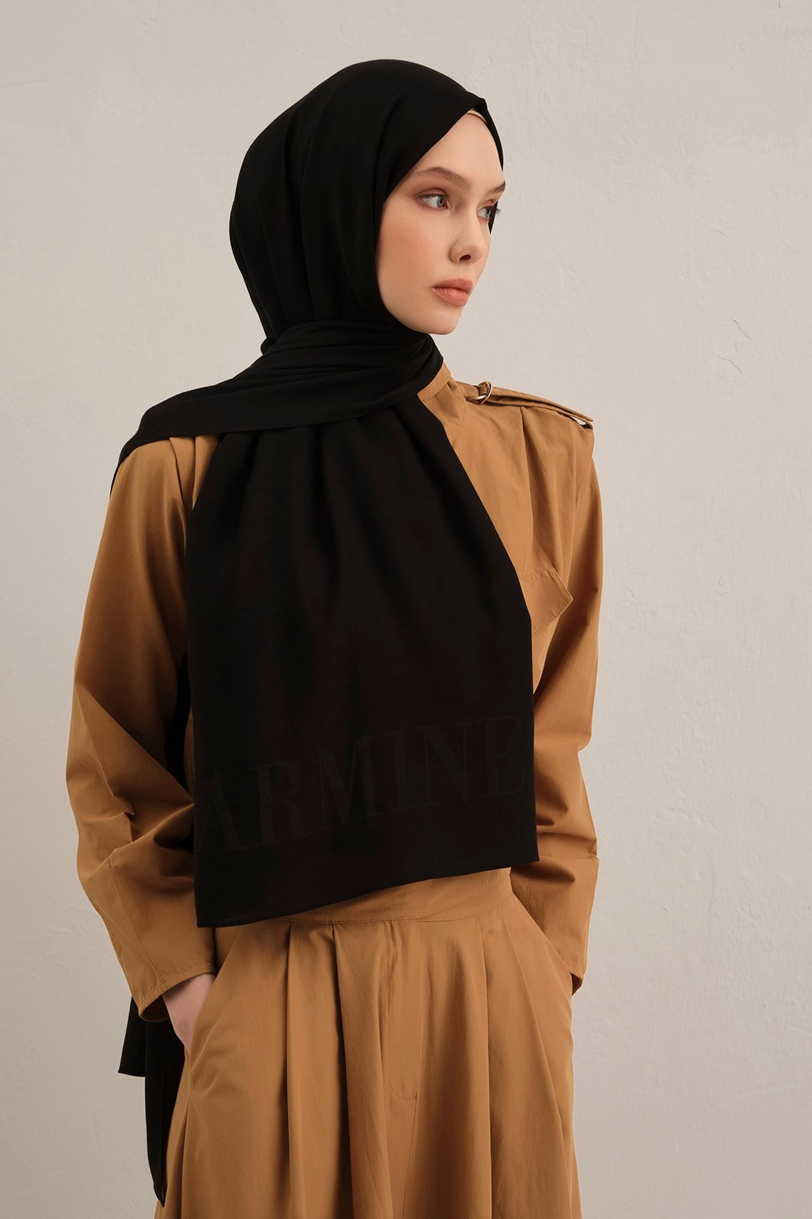 Armine Logo Drop Pamuk İpek Şal 01