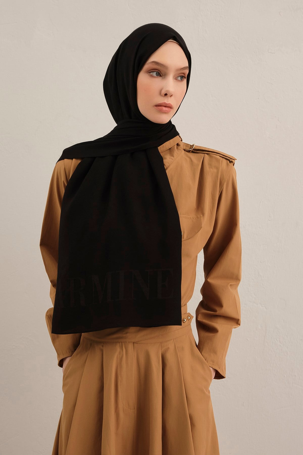 Armine Logo Drop Pamuk İpek Şal 01