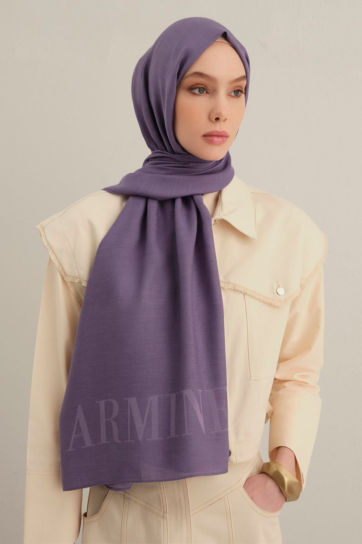 Armine Logo Drop Pamuk İpek Şal 45