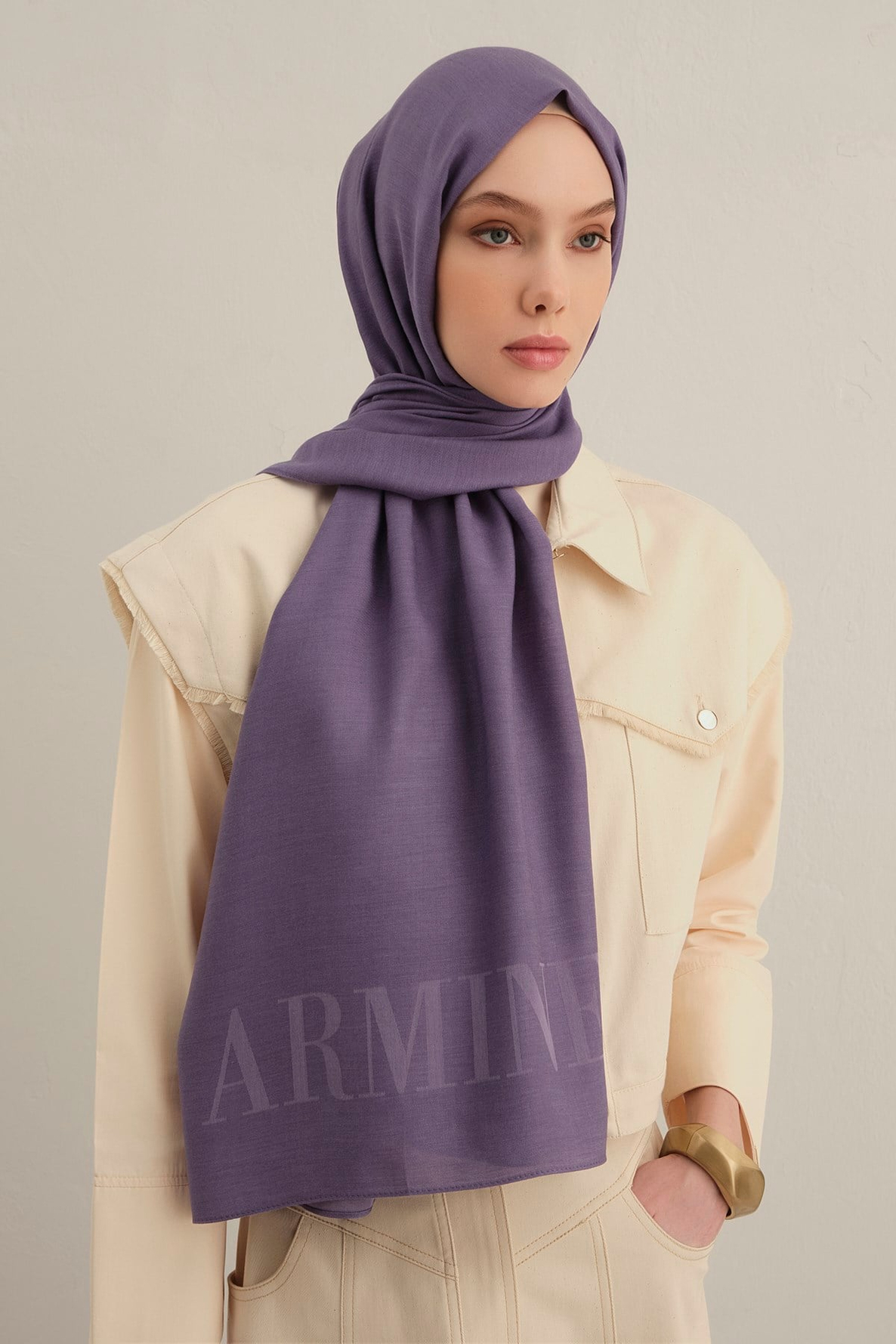 Armine Logo Drop Pamuk İpek Şal 45