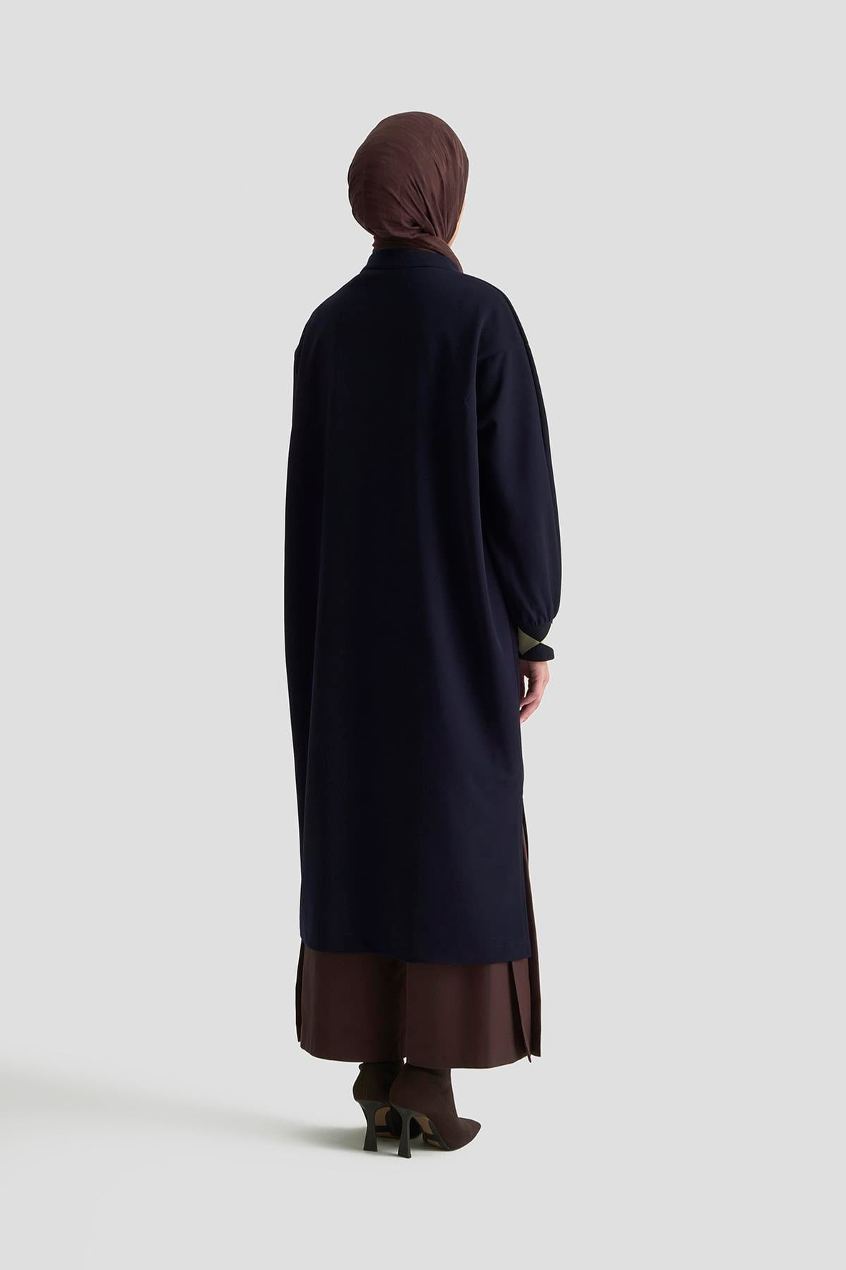 ARMİNE TREND Boydan Fermuarlı Ribanalı Crep Giy Çık Lacivert 25KT556
