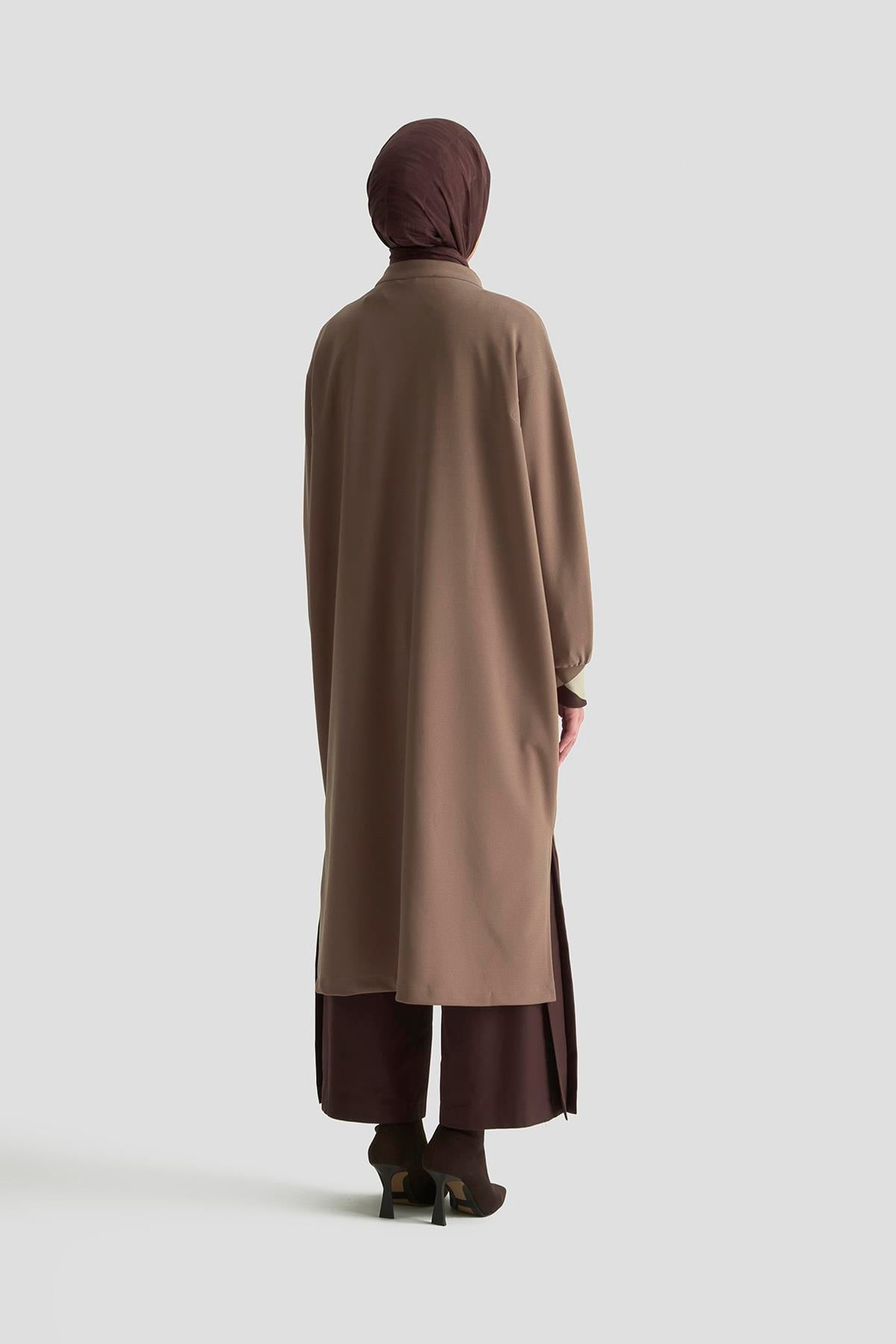 ARMİNE TREND Boydan Fermuarlı Ribanalı Crep Giy Çık Vizon 25KT556