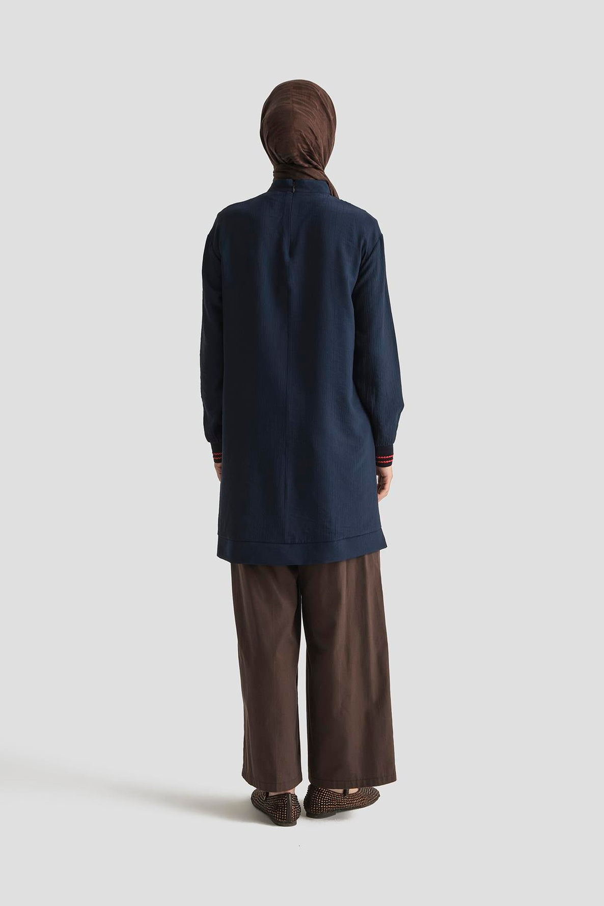 ARMİNE TREND Çilek Kumaş Kolları Ribanalı Tunik-Lacivert 25YT4143