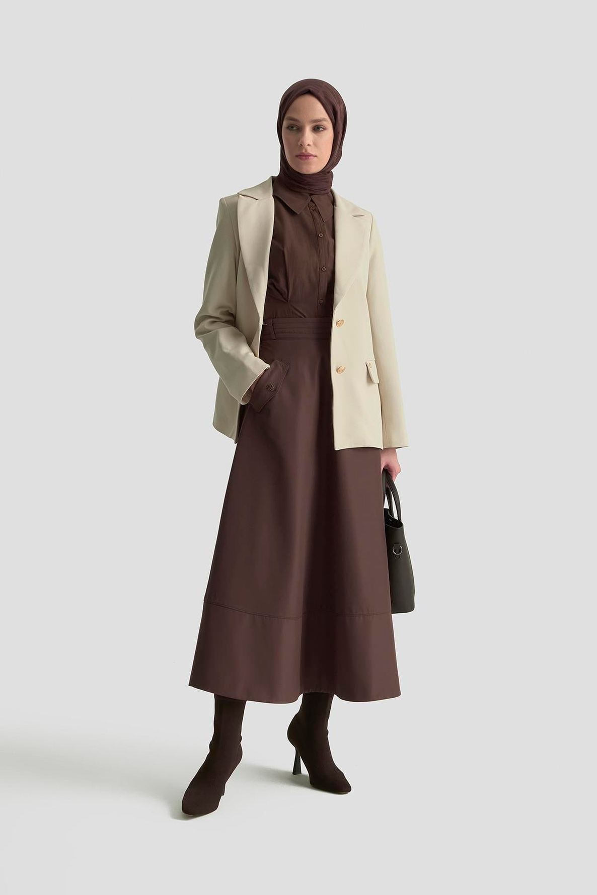 ARMİNE TREND Gold Düğmeli Astarlı Blazer Ceket Taş 25KT520