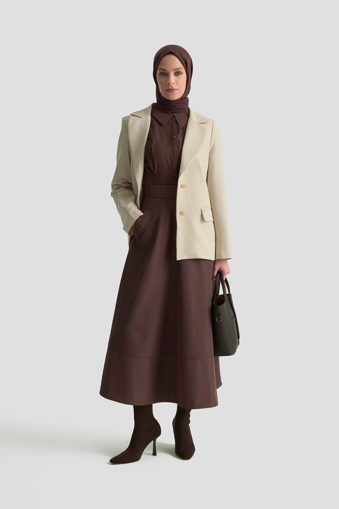 ARMİNE TREND Gold Düğmeli Astarlı Blazer Ceket Taş 25KT520