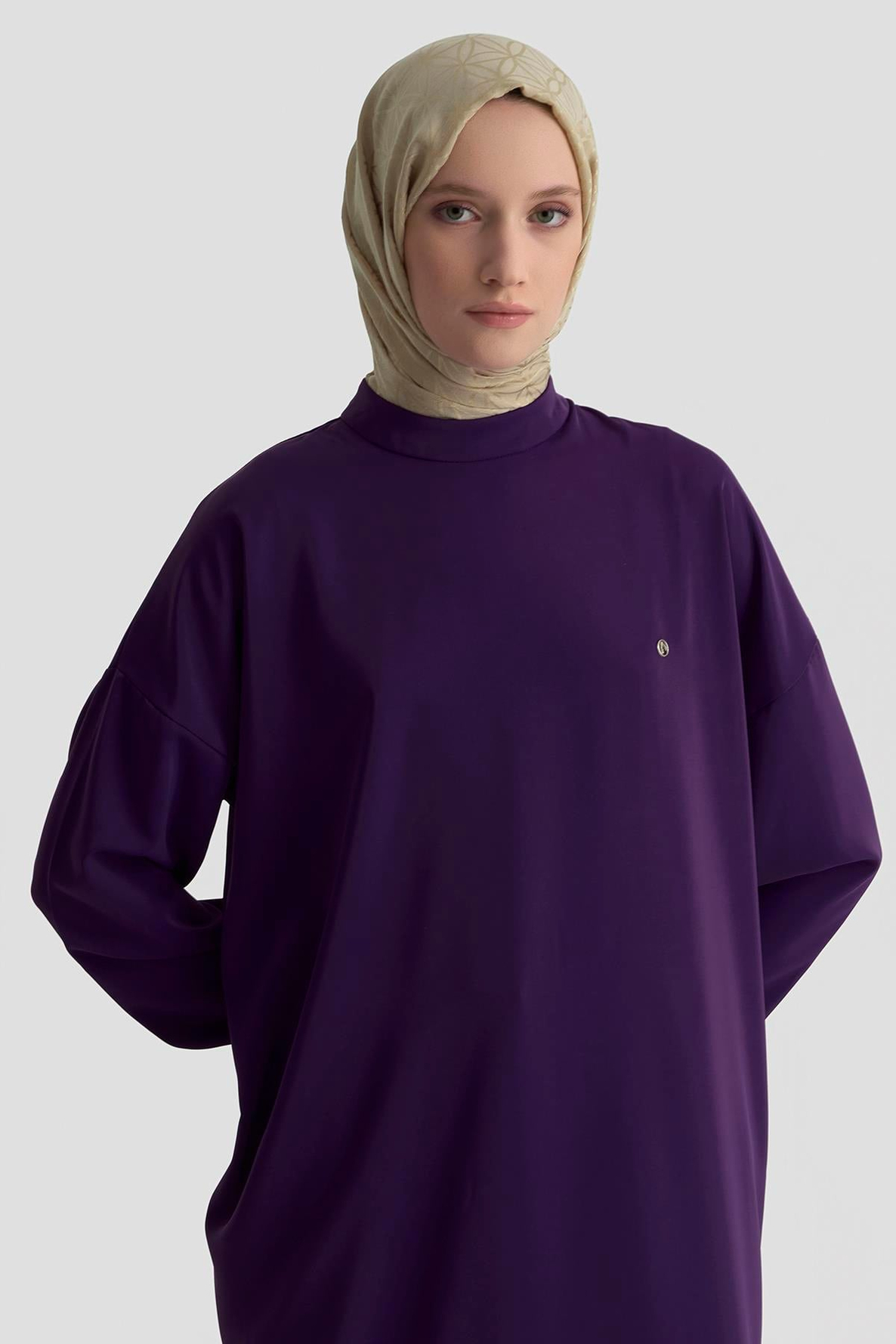ARMİNE TREND Kolları Ribanalı Arkadan Uzatmalı Basic Tunik-Mor 25YT449