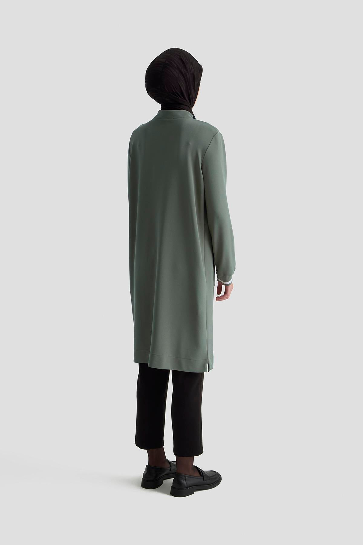 ARMİNE TREND Kolları Ribanalı Yarım Fermuarlı Tunik Haki 25KT443