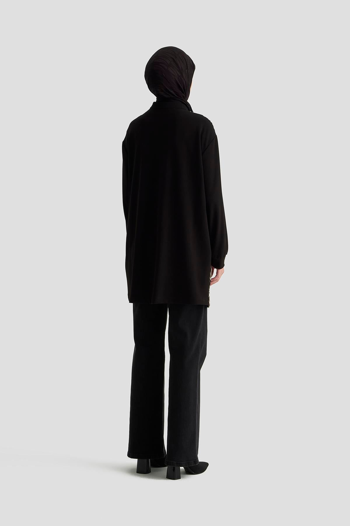 ARMİNE TREND Leopar Desenli Cepli Fermuarlı Tunik Siyah 25KT429
