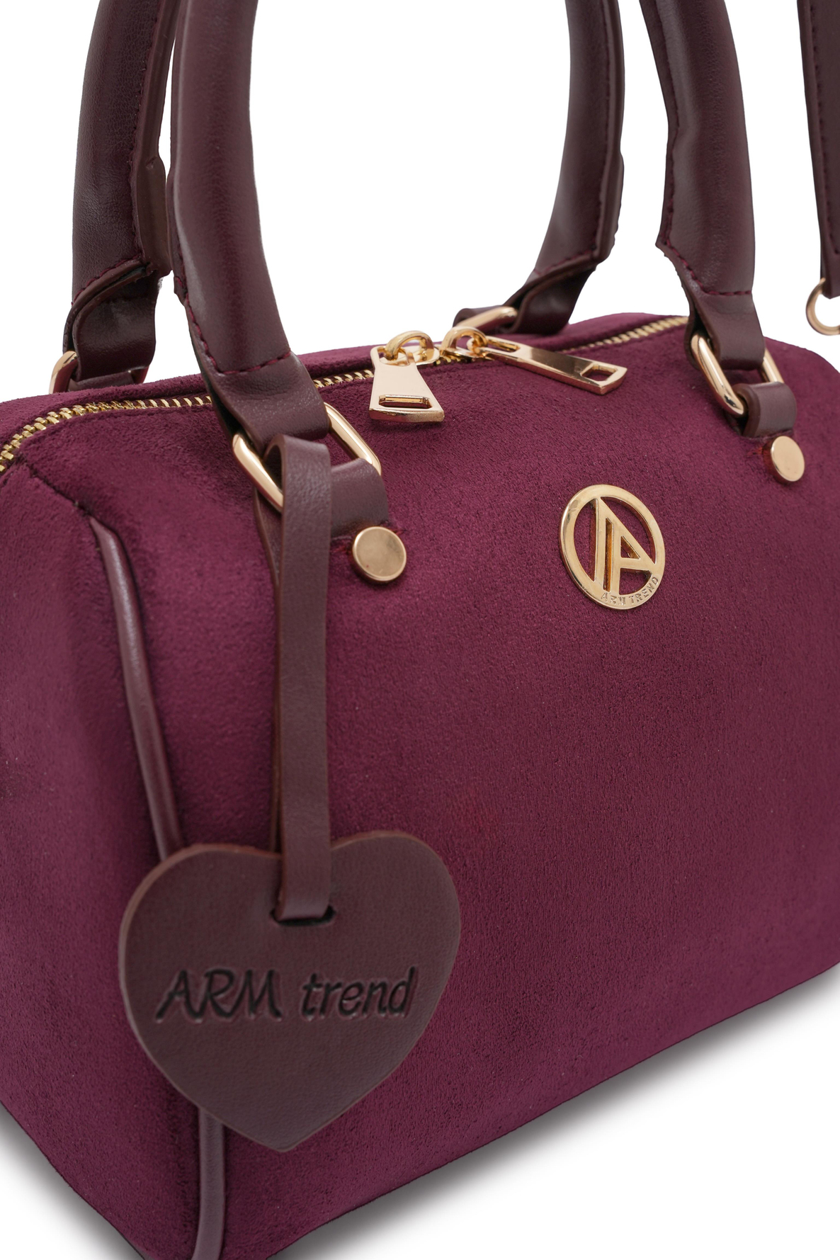 ARMİNE TREND Uzun Askılı Orta Boy Speedy Çanta Bordo Süet ARM140