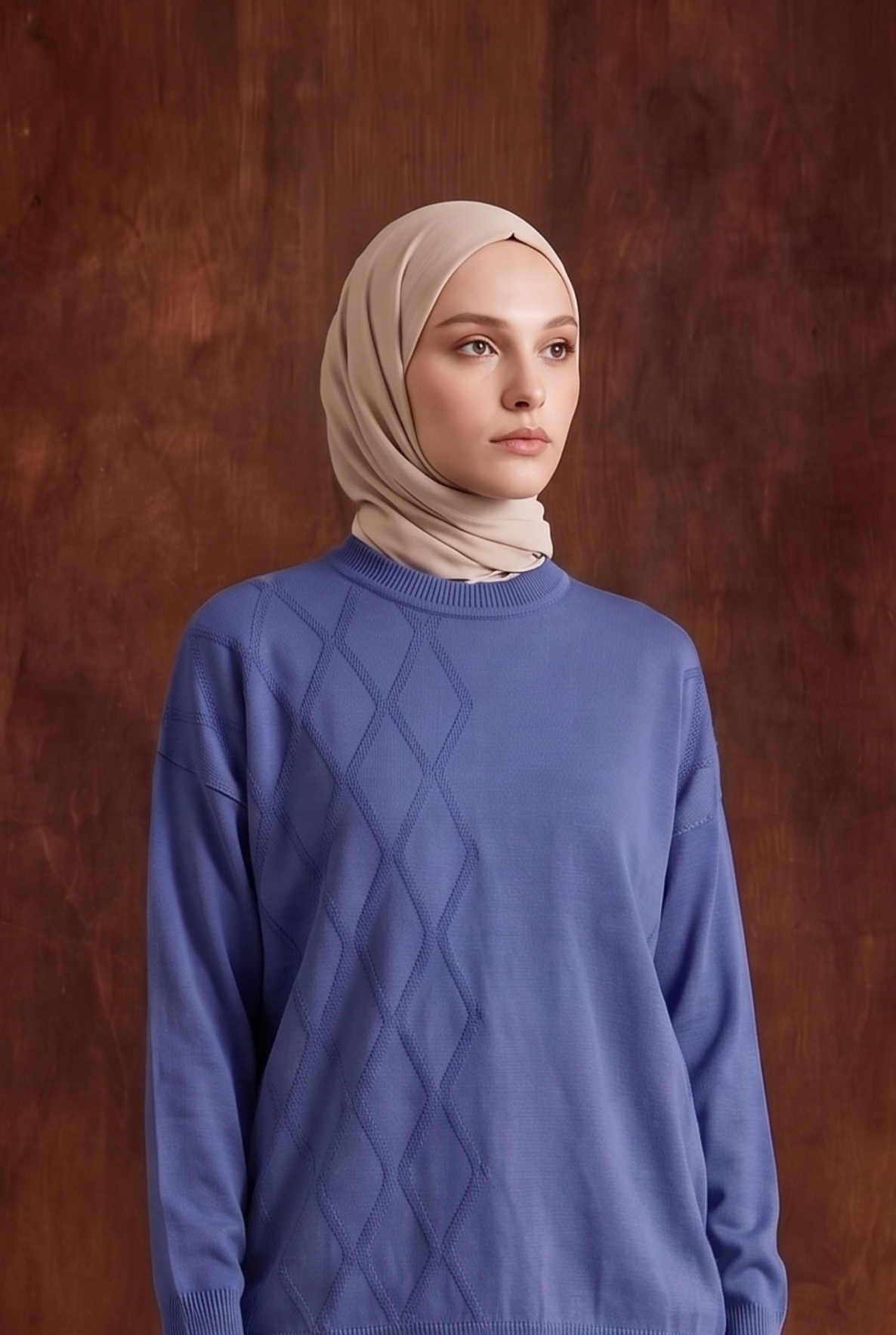 Baklava Desenli Triko Tunik İndigo 25YTD4118 