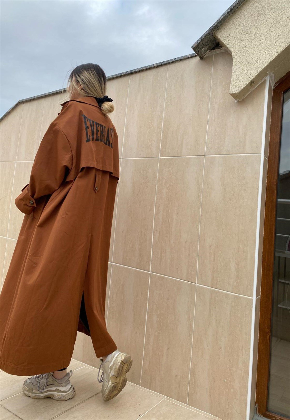 Acı Kahve Everlast Sırt Baskılı Trençkot