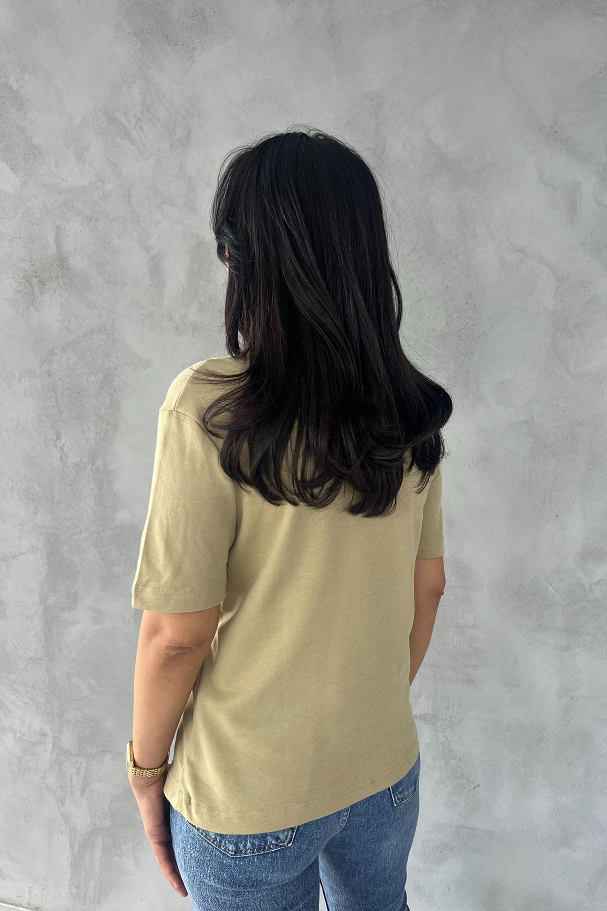 Açık Haki Kısa Kollu Basic T-shirt