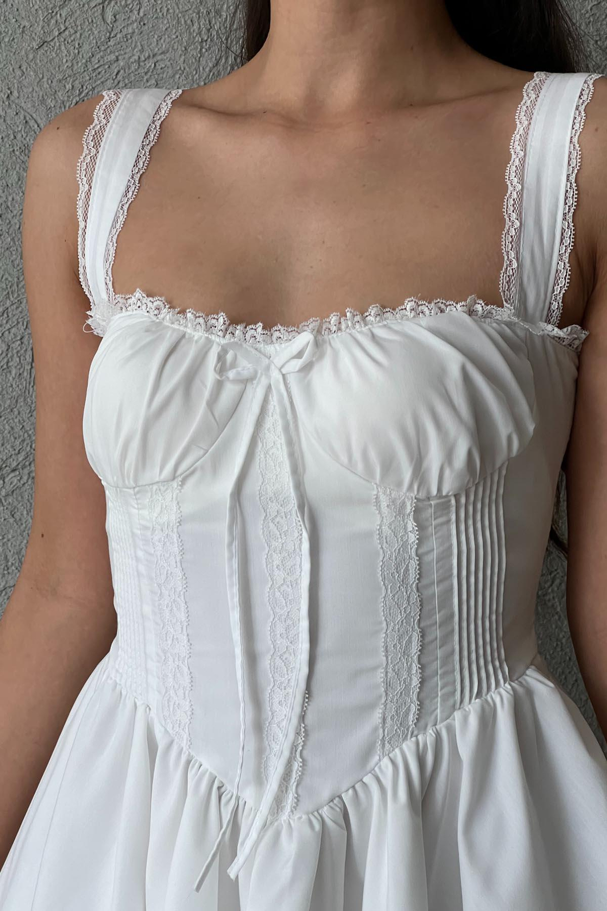 Beyaz Dream Korse Detaylı Elbise