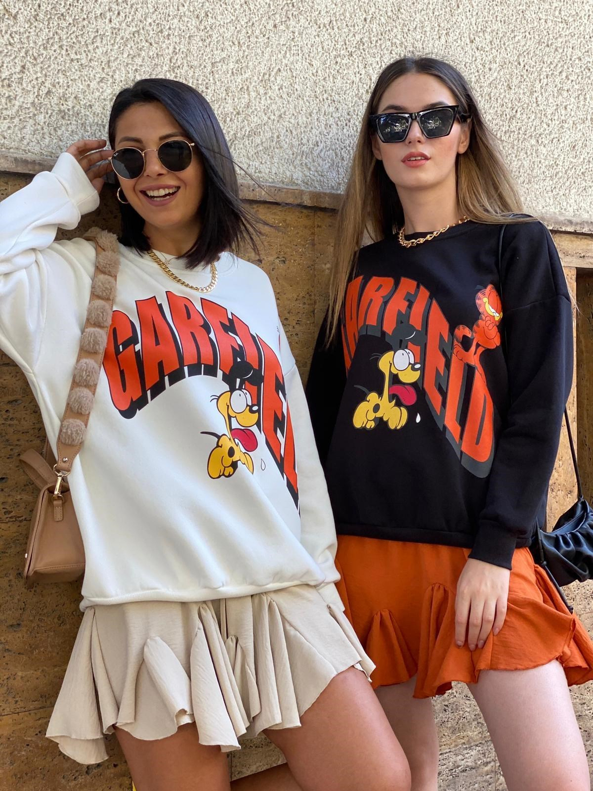 Beyaz Garfield Baskılı Sweatshırt