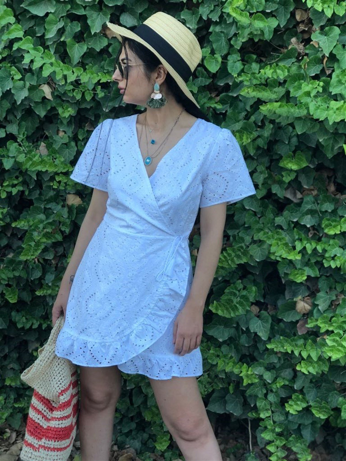 Beyaz Güpürlü Tulum Elbise
