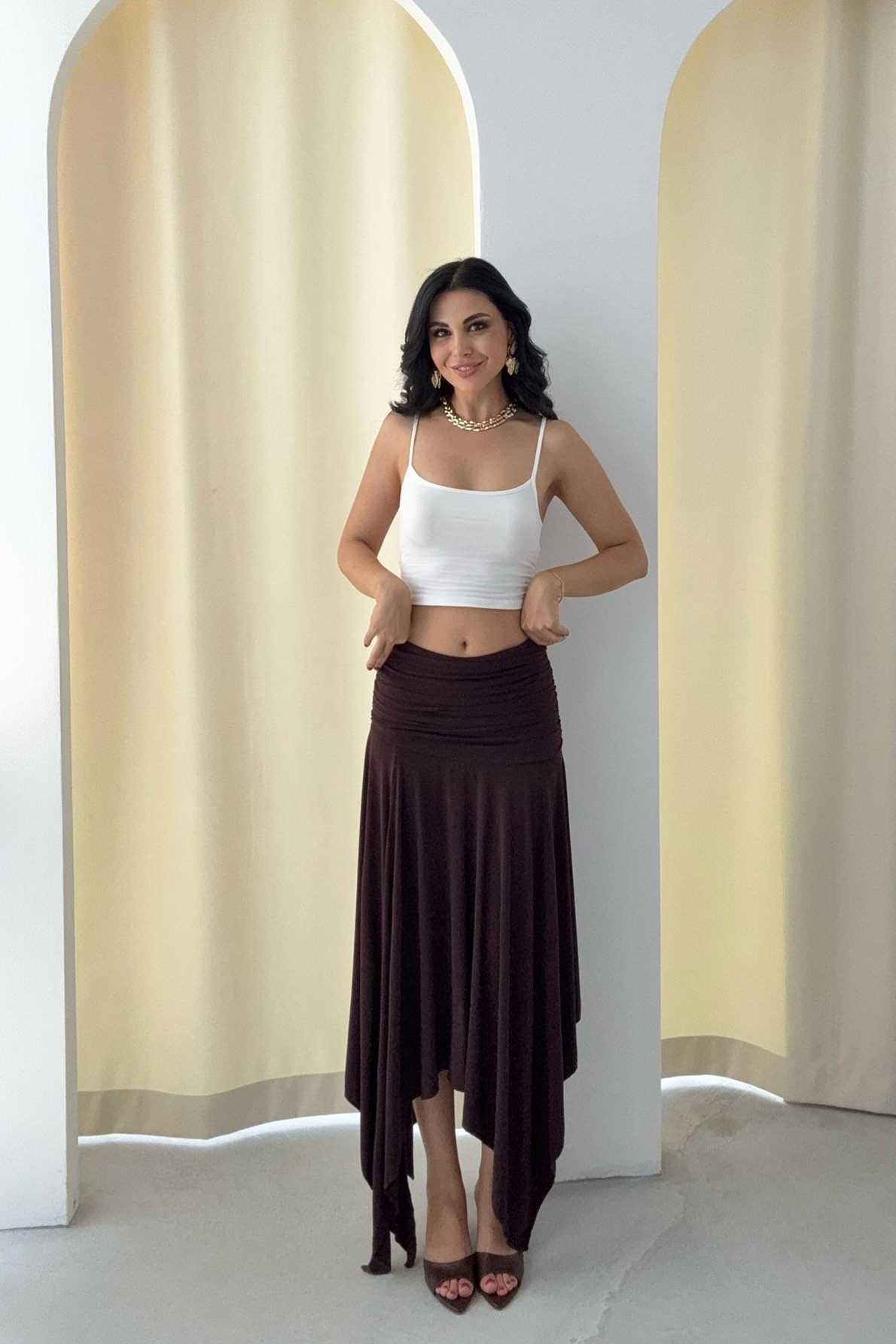 Beyaz İnce Askılı Basic Crop