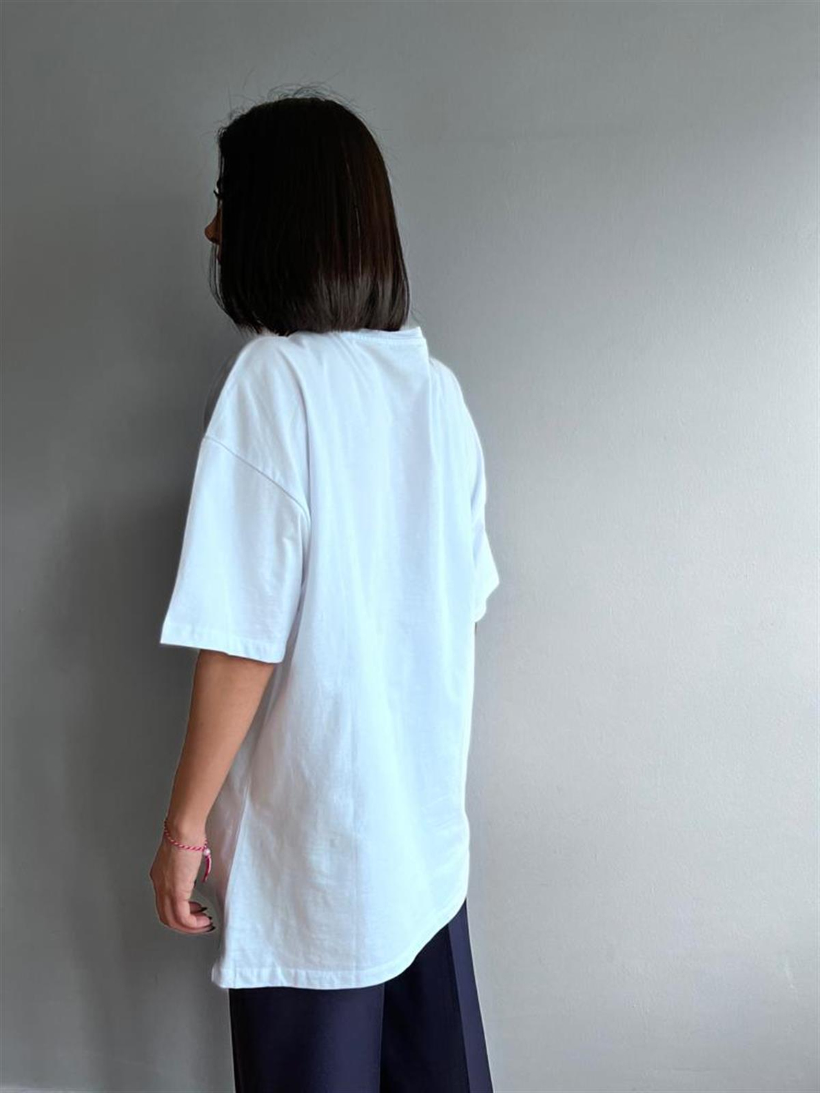 Beyaz Soho Baskılı Kadın T-Shirt