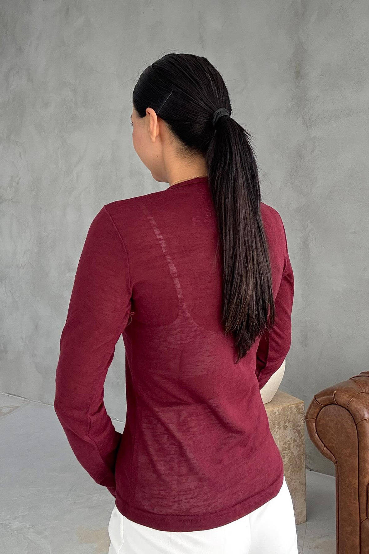 Bordo Bisiklet Yaka Transparan Body