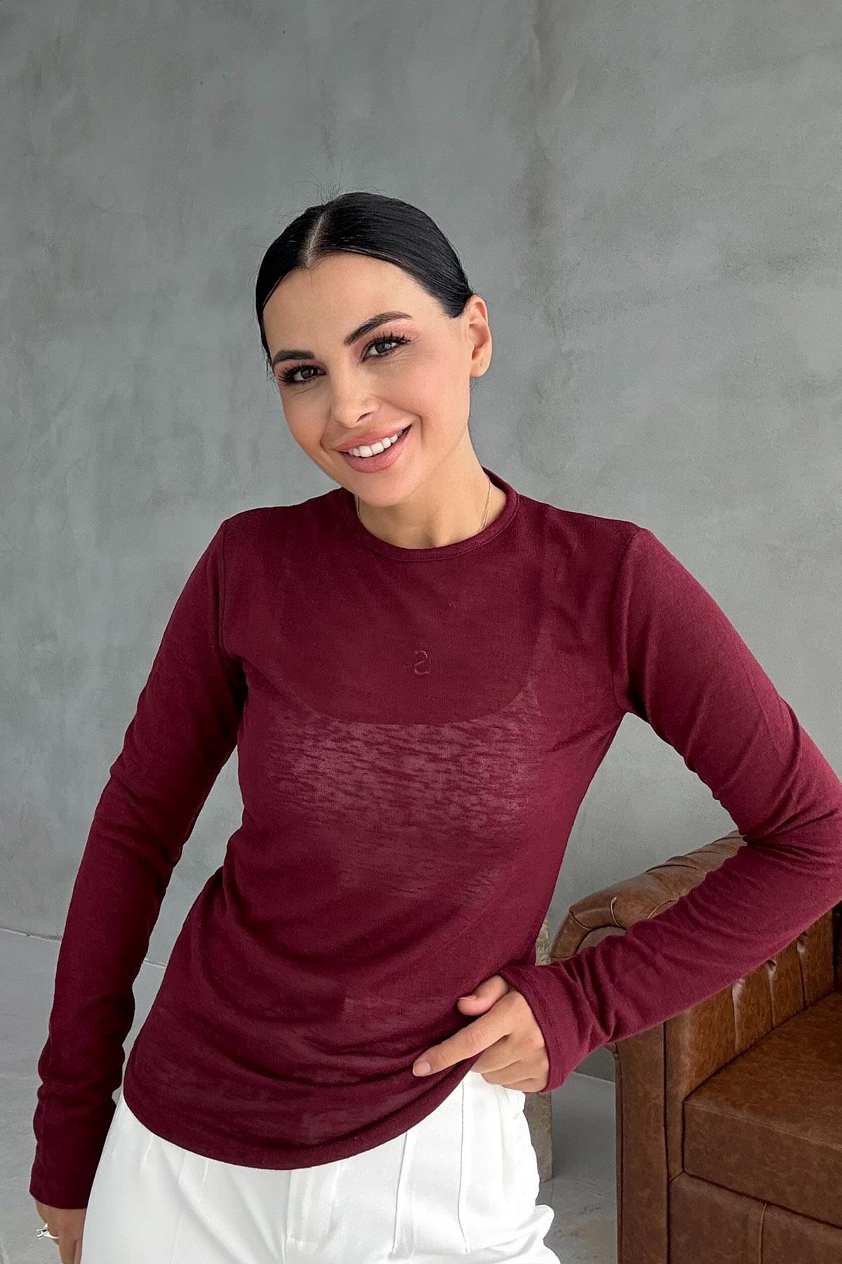 Bordo Bisiklet Yaka Transparan Body