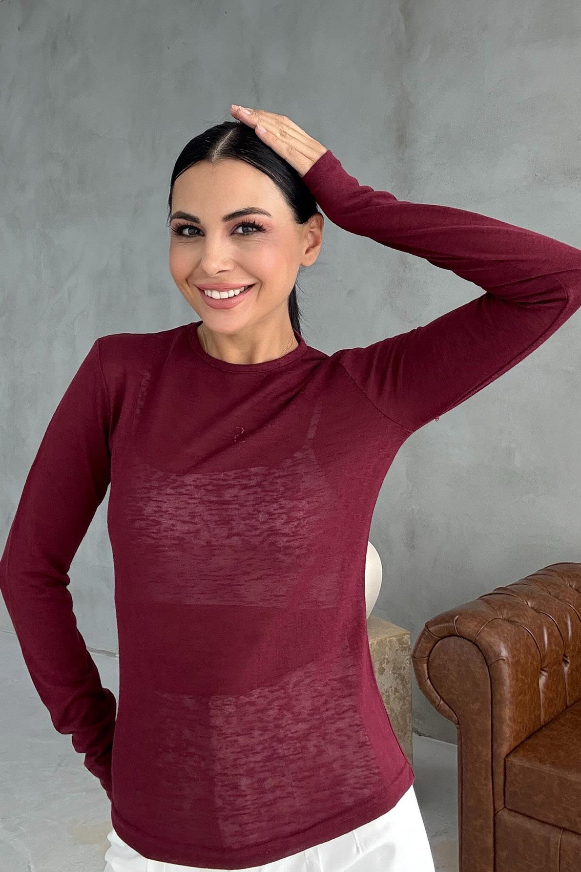 Bordo Bisiklet Yaka Transparan Body
