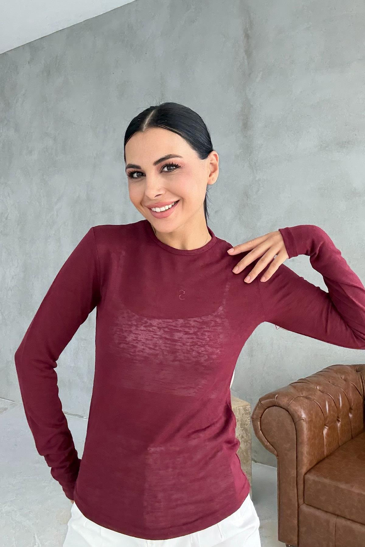 Bordo Bisiklet Yaka Transparan Body